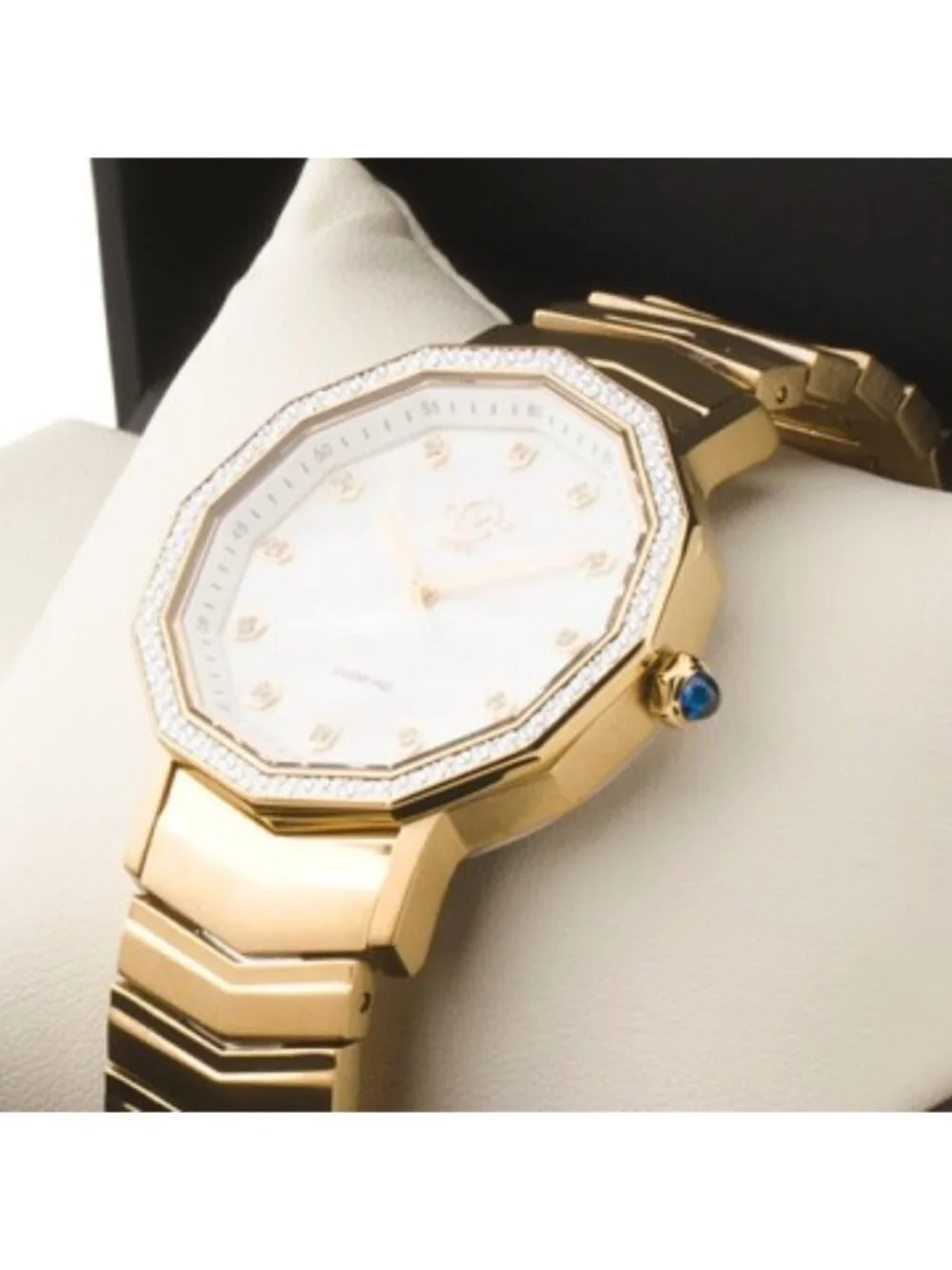 GV2 BY GEVRIL Women's Swiss Made Gold Stainless Steel Spello Diamond Bezel Watch